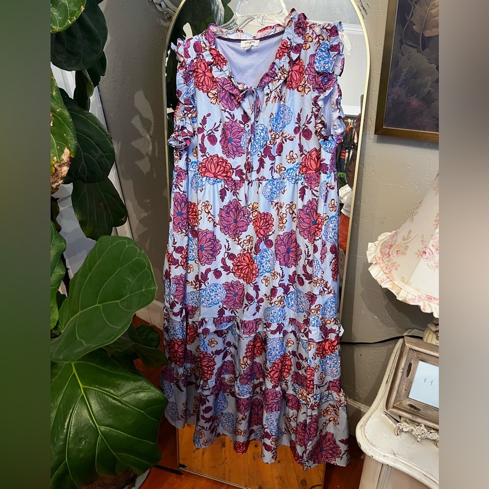 Umgee Red and Pink Sleeveless Maxi Sundress